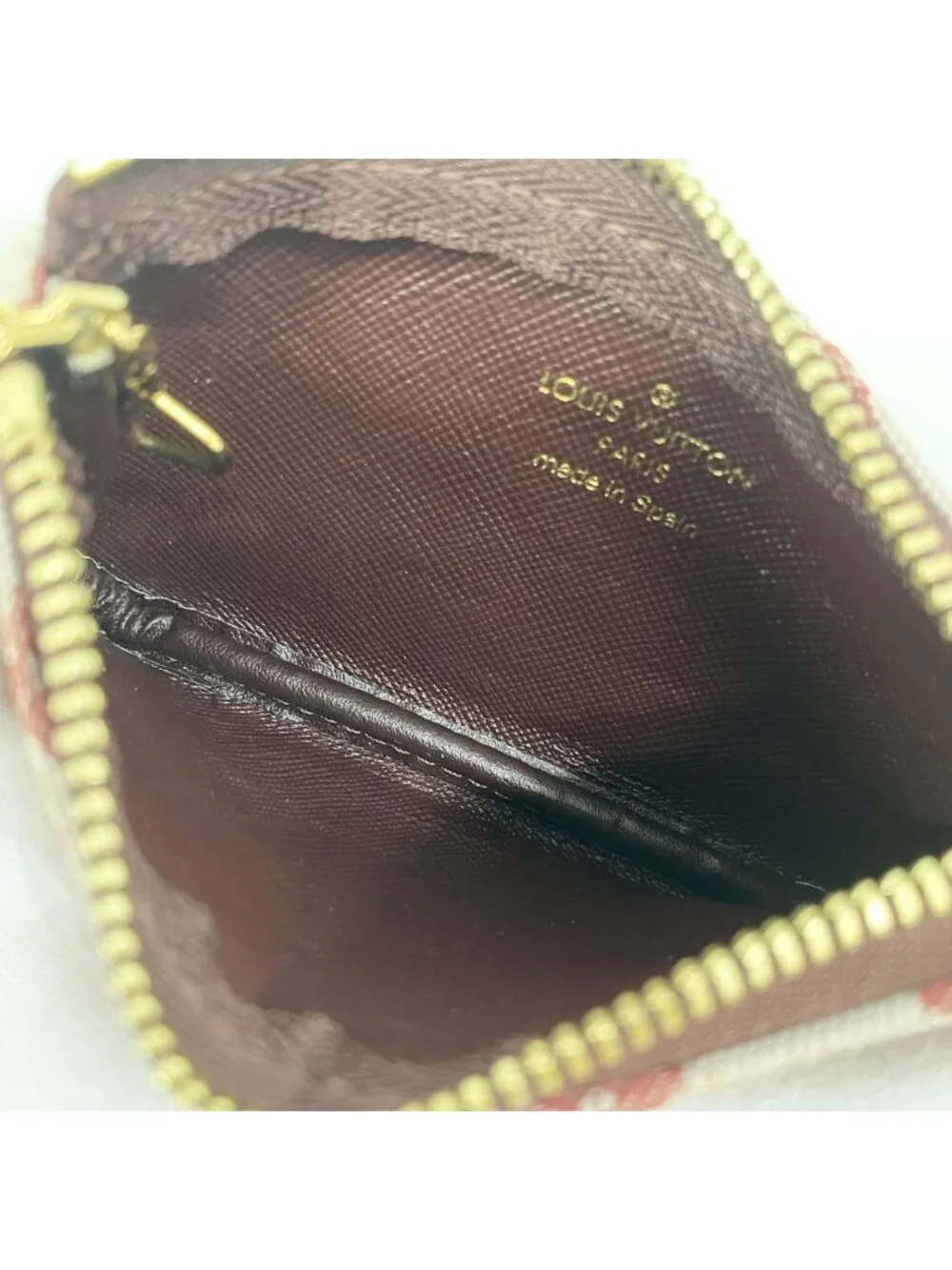 Louis Vuitton Coin Purse Monogram Mini Lin Pochette Cles Cerise